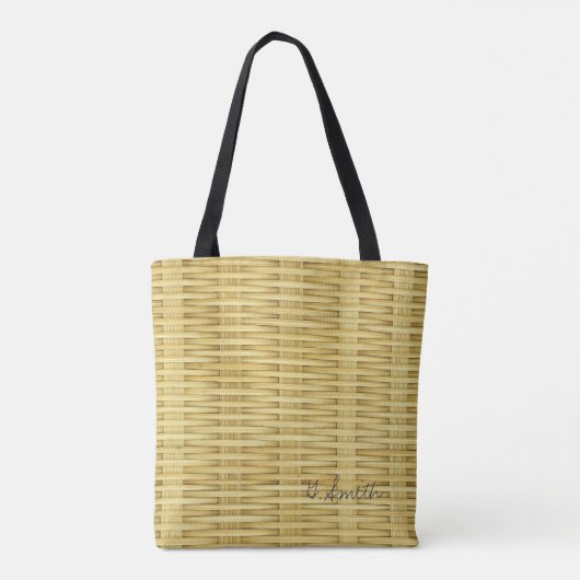 Monogrammm. Rustikales Seagrass-Basketgewebe Tasche (Rückseite)