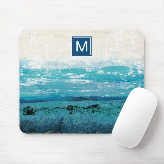 Monogrammm | Sapphire Blue Watercolor Mousepad (Mit Mouse)
