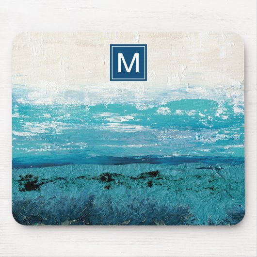 Monogrammm | Sapphire Blue Watercolor Mousepad (Vorne)