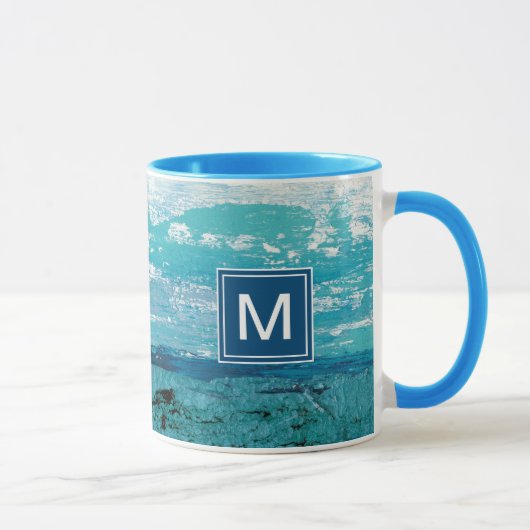 Monogrammm | Sapphire Blue Watercolor Tasse (Rechts)