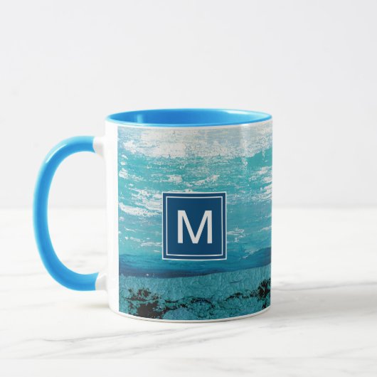 Monogrammm | Sapphire Blue Watercolor Tasse (Links)