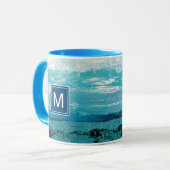 Monogrammm | Sapphire Blue Watercolor Tasse (Vorderseite Links)