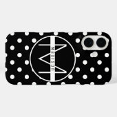 Monogrammm | Schwarz-Weiß-Chic-Polka-Punktmuster Case-Mate iPhone Hülle (Rückseite (Horizontal))