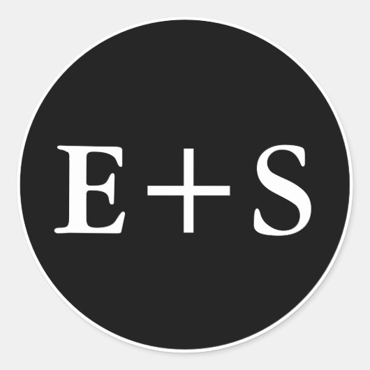 Monogrammm |Schwarz-Weiß-Hochzeit-Umschlag Aufkleb Runder Aufkleber (Vorderseite)