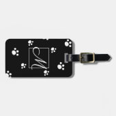Monogrammm | Schwarz/Weiß Niedlicher Welpenhundepf Gepäckanhänger (Vorderseite horizontal)