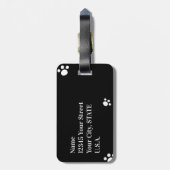 Monogrammm | Schwarz/Weiß Niedlicher Welpenhundepf Gepäckanhänger (Rückseite vertikal)