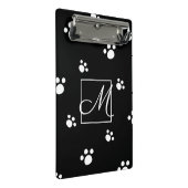 Monogrammm | Schwarz/Weiß Niedlicher Welpenhundepf Mini Klemmbrett (Schrägansicht)
