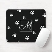 Monogrammm | Schwarz/Weiß Niedlicher Welpenhundepf Mousepad (Mit Mouse)
