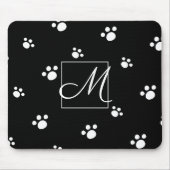 Monogrammm | Schwarz/Weiß Niedlicher Welpenhundepf Mousepad (Vorne)