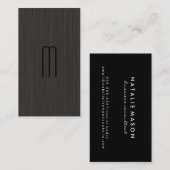 Monogrammm | Schwarze Textur Visitenkarte (Vorne/Hinten)