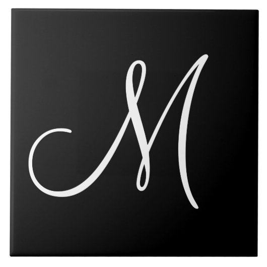 MONOGRAMMM: Schwarzweiß-Monogramm M, Fliese (Vorderseite)