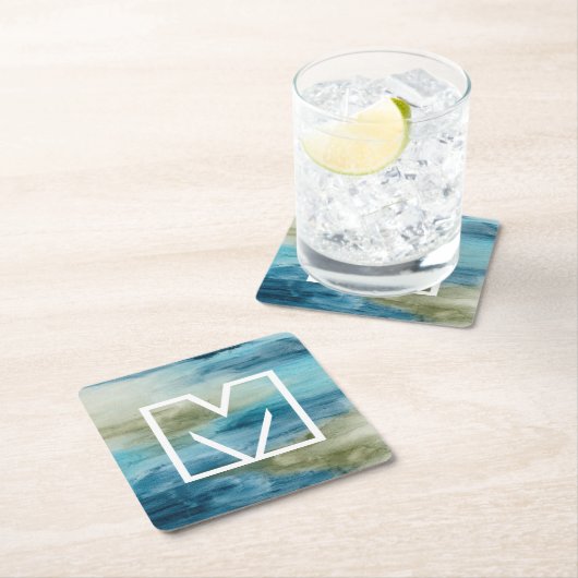 Monogrammm | Seedurchfluss II Rechteckiger Pappuntersetzer (Vor Ort)