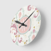 Monogrammm | Soft Deko Pattern Runde Wanduhr (Winkel)