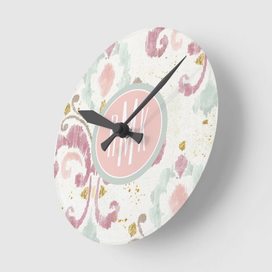 Monogrammm | Soft Deko Pattern Runde Wanduhr (Winkel)