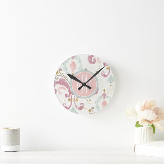 Monogrammm | Soft Deko Pattern Runde Wanduhr (Zuhause)