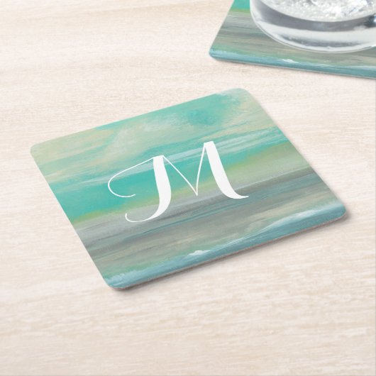 Monogrammm | Strand von Lowland I Rechteckiger Pappuntersetzer (angewinkelt)