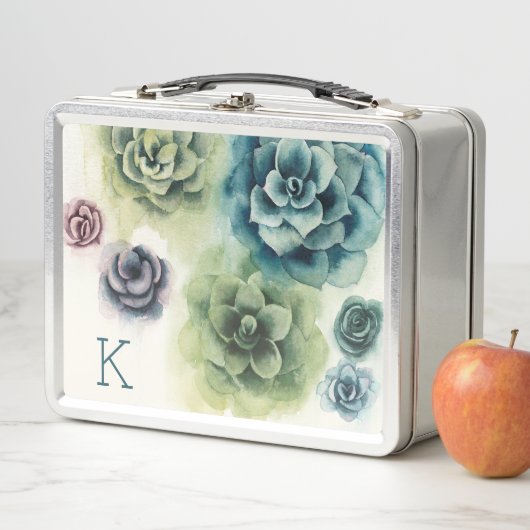 Monogrammm | Sukkulenten-Cluster Metall Lunch Box (Beispiel)