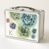 Monogrammm | Sukkulenten-Cluster Metall Lunch Box (Vorderseite)