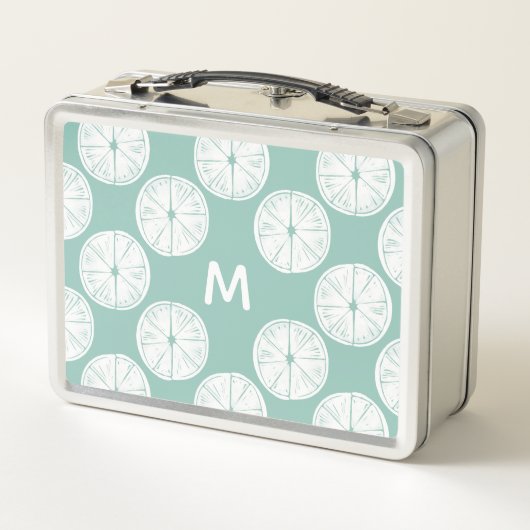 Monogrammm | Taco über Liebe | Aquamarines Limones Metall Brotdose (Rückseite)