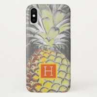 Monogrammm | Tropisch-Gelber Pinneapfel auf Grau
