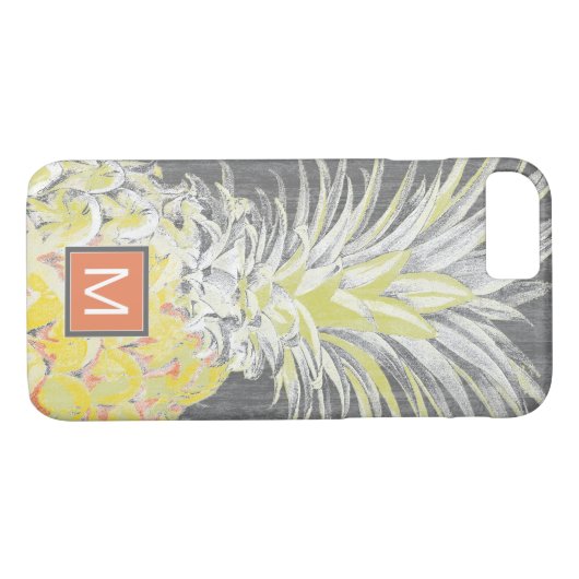 Monogrammm | Tropisch-Gelber Pinneapfel Case-Mate iPhone Hülle (Rückseite (Horizontal))