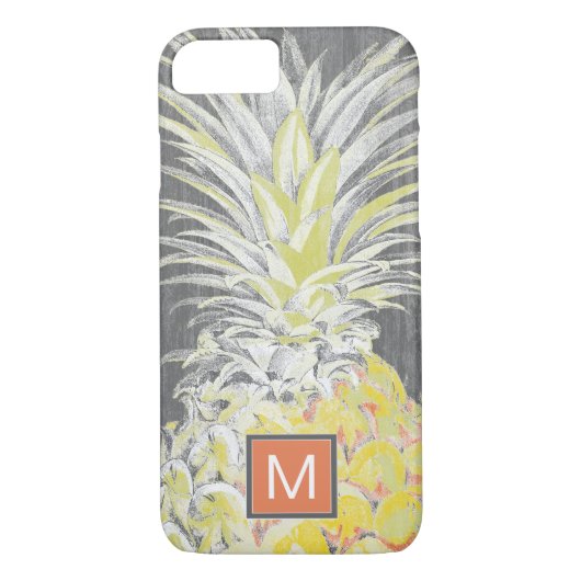 Monogrammm | Tropisch-Gelber Pinneapfel Case-Mate iPhone Hülle (Rückseite)