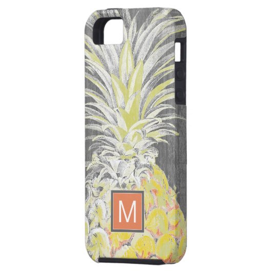 Monogrammm | Tropisch-Gelber Pinneapfel Case-Mate iPhone Hülle (Rückseite Links)