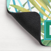 Monogrammm | Tropische Palmen - Blätter Mousepad (Ecke)