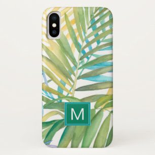 Monogrammm Tropische Palmpalme - Blätter iPhone X Hülle
