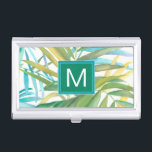 Monogrammm| Tropische Palmpalme - Blätter Visitenkarten Etui<br><div class="desc">Tropisches Palm-Blätter. Künstler: Megan Meagher. Image-ID: 149600FN.</div>