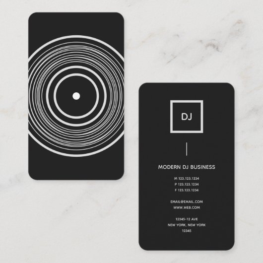 Monogrammm| Vertikaler Vinyl Record DJ Visitenkarte (Vorne/Hinten)