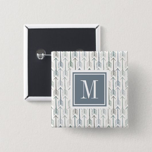 Monogrammm | Watercolor Wanderlust Arrow Muster Button (Vorne & Hinten)