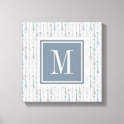 Monogrammm | Watercolor Wanderlust Arrow Muster Leinwanddruck (Vorderseite)