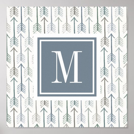 Monogrammm | Watercolor Wanderlust Arrow Muster Poster (Vorne)