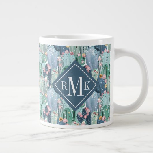 Monogrammm| Weiches Patel-Kakteen Jumbo-Tasse (Rechts)