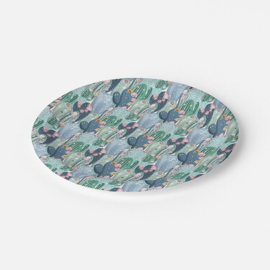 Monogrammm | Weiches Patel-Muster Pappteller (Schrägansicht)