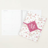 Monogrammm | Weichrosa Wasserfarben-Blume-Muster Planer (Anzeige)