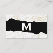 Monogrammm | Weißer Marmor | Goldfolie Visitenkarte (Vorderseite)
