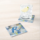 Monogrammm | Weißer Wash III Rechteckiger Pappuntersetzer (Vor Ort)