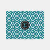 Monogrammm | White Blue Trellis Muster Fleecedecke (Vorderseite (Horizontal))