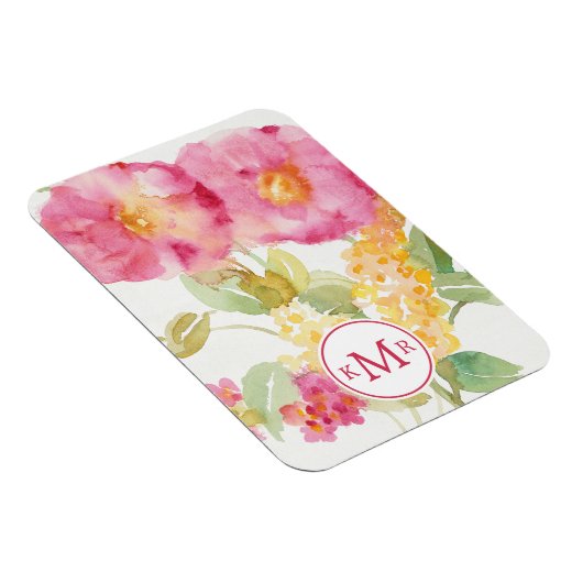 Monogrammm | White Daisy on Blue Magnet (Rechte Seite)