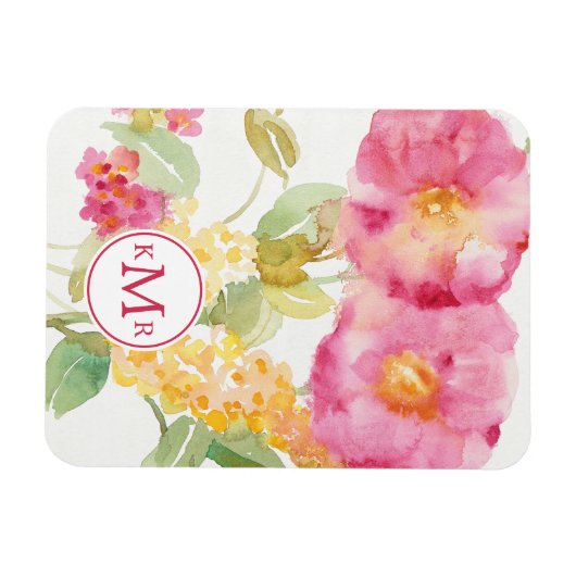 Monogrammm | White Daisy on Blue Magnet (Horizontal)