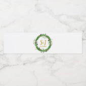 Monogrammm | Winter Greenery Wreath Gastgeschenk H Wasserflaschenetikett (Einzelnes Label)