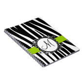 Monogrammm Zebra-Muster-Grün-Notizbuch Notizblock (Rechte Seite)
