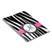 Monogrammm Zebra-Muster-Rosa-Notizbuch Notizblock (Rechte Seite)