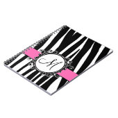 Monogrammm Zebra-Muster-Rosa-Notizbuch Notizblock (Linke Seite)