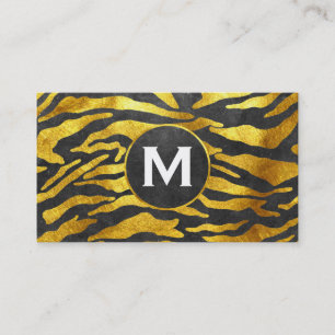 Monogrammm Zebra Print (Gold) Verspätung Visitenkarte