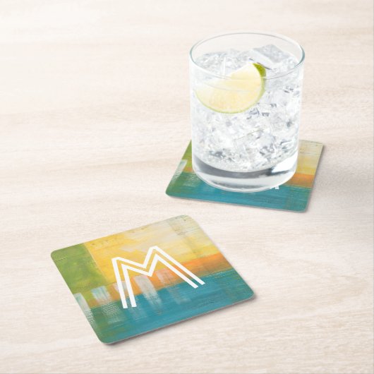 Monogrammm | Zitrusfrüchte I Rechteckiger Pappuntersetzer (Vor Ort)