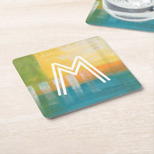 Monogrammm | Zitrusfrüchte I Rechteckiger Pappuntersetzer (angewinkelt)