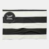 Monogrammmutiger Schwarzweiss-Streifen Handtuch (Horizontal)